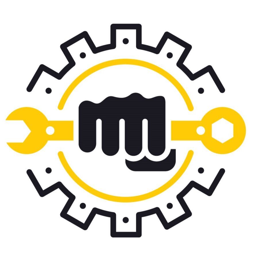 Mechanical Wheel as Fixer of Bikes Logo